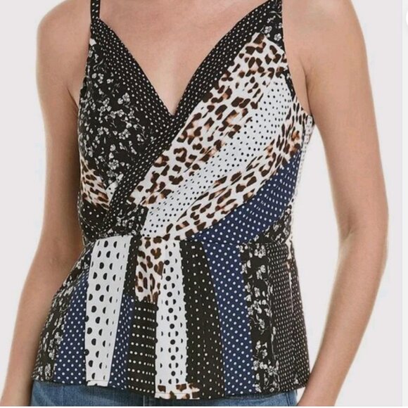 Cabi Charcoal Animal Stripe Crossover Camisole 6 😍 New - Picture 1 of 11